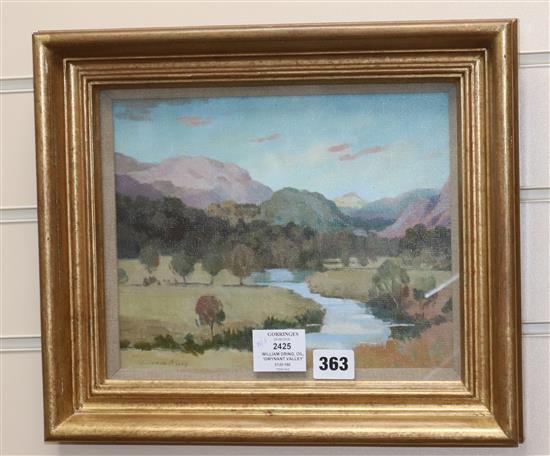 William Dring (1904-1990), oil on board, Gwynant Valley, signed 20 x 25cm